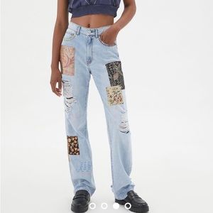 Urban Outfitters BDG High-Waisted Cowboy Jean – Printed Patchwork
